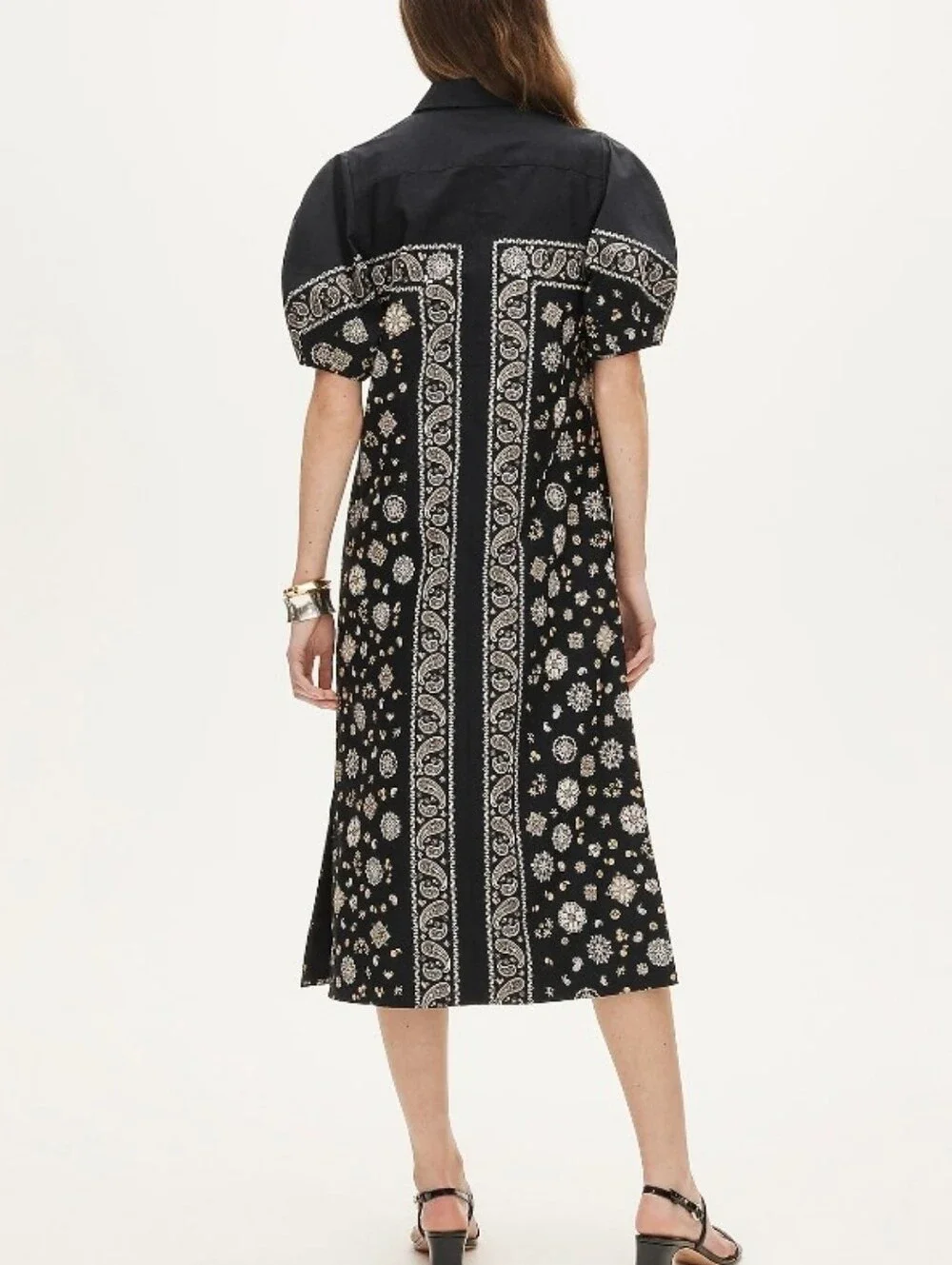 J. Crew Shirt-Dress in Bandana-print Cotton poplin - black, white, tan